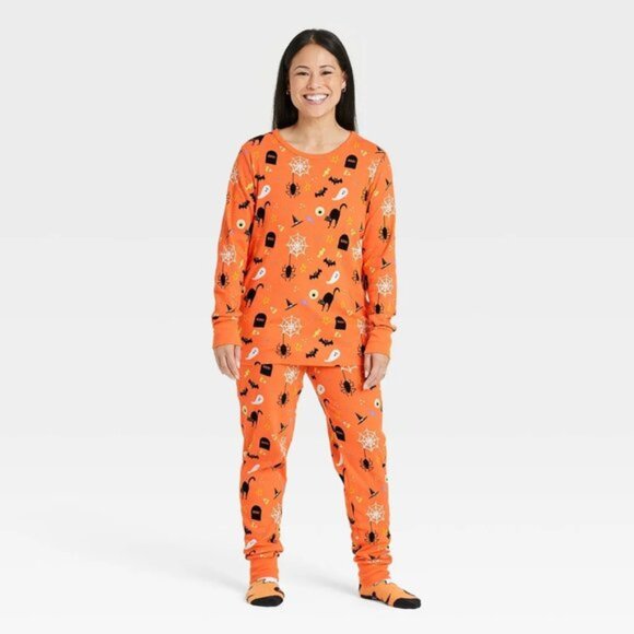 Target Hyde & Eek! | 2-Piece Family Sleep Set Orange Spooky Print | Size 2X - Picture 2 of 6